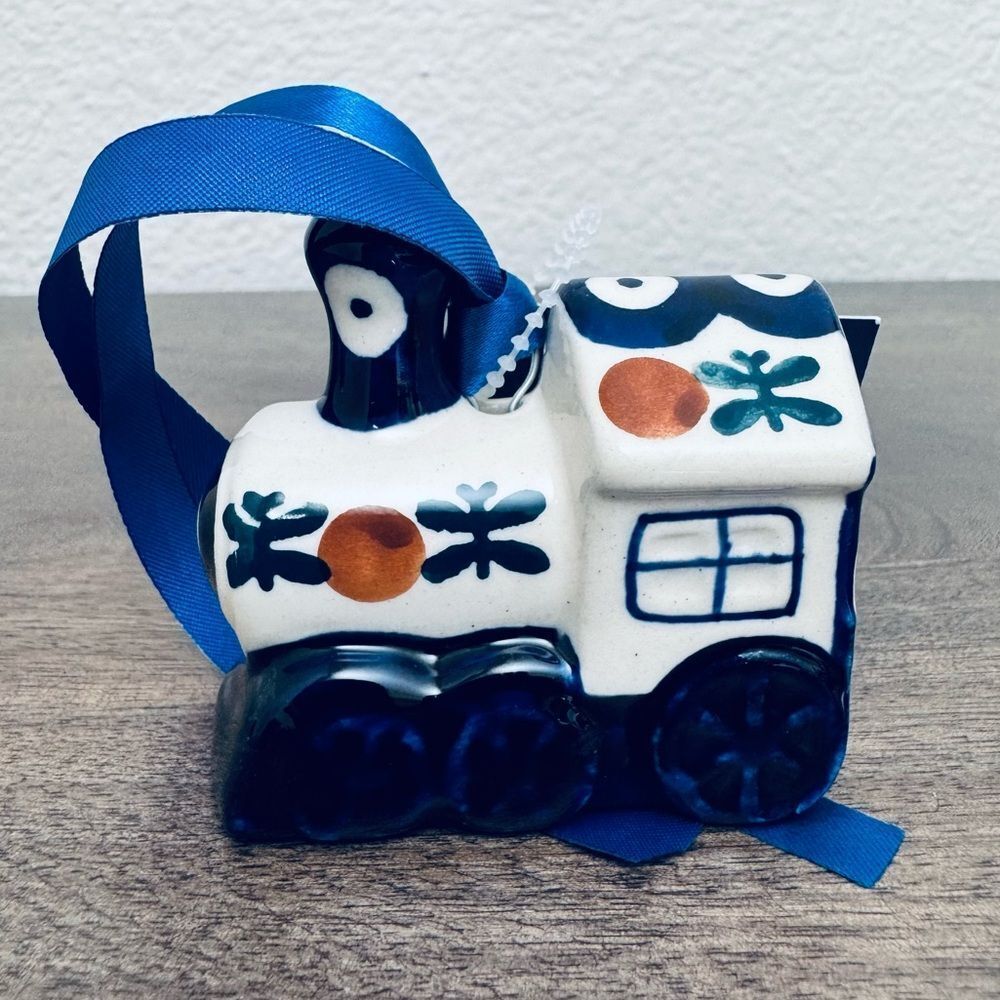 Boleslawiec Polish Pottery Christmas Train Holiday Ornament
